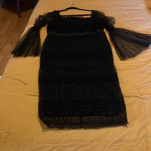 Below knee black polka dot dress